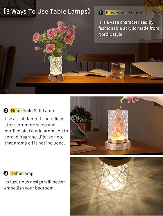 Lámpara de cristal multifunción para mesita