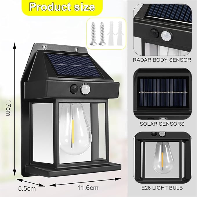 Lámpara solar exterior con sensor de movimiento